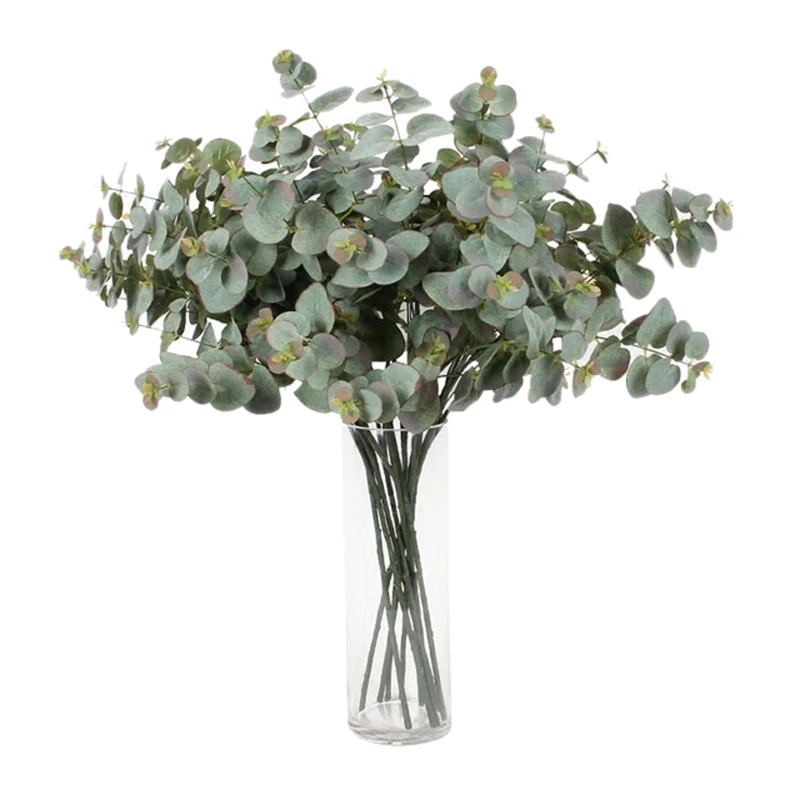 

New-8Xartificial Eucalyptus Garland Long Silver Dollar Leaf Foliage Plants Greenery Garden Wedding Decor