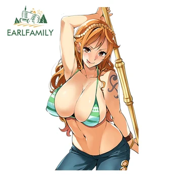 

EARLFAMILY 13cm Anime One Piece for Nami Car Window Bike Decal Sticker Window Wiper Decals Rear Windshield Car Styling