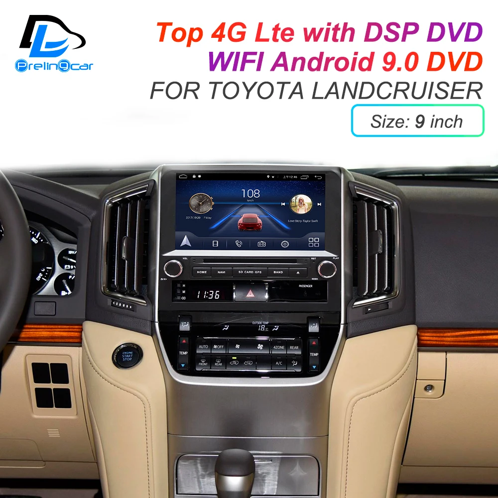 Clearance IPS  touch screen DSP Android 9.0 2 DIN 4g Lte radio For TOYOTA Land Cruiser 2015-2017 years GPS DVD player stereo navigation 4