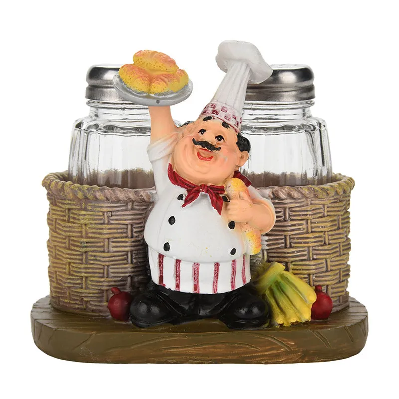 Chef Statue Cute Chef Statue Salt Pepper Bottle Holder Ornaments Home