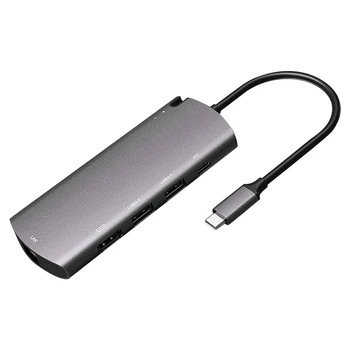 

M.2 SSD Docking Station Type C Multifunctional 6-In-1 NGFF Hard Drive Box Adapter with USB3.0, RJ45, HDMI, PD Interface
