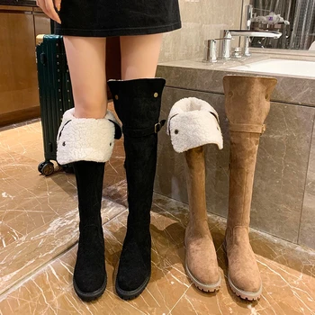 

2020 Winter Fashion Over The Knee Boots For Women Platform Boots Chunky Women's Padded Boots Luxury Designers Plush Shoes Woman