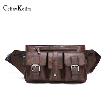 

Celinv Koilm Fanny Pack Male Belt Crossbody Bag Waist Pack Man's Leather Chest Phone Pouch Hiking Daypack Men Waist Bags