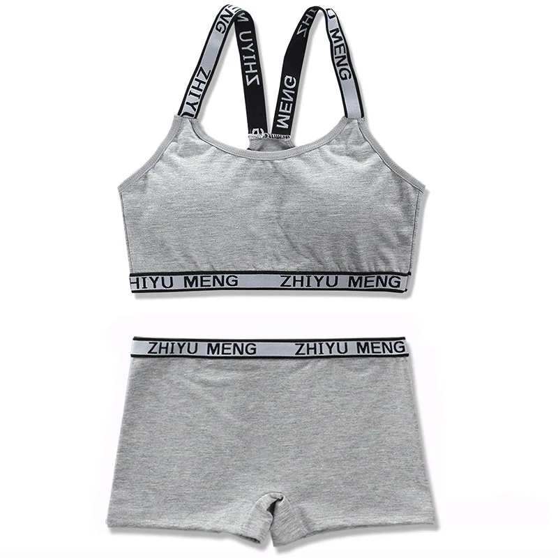 Y gray set Нижнее белье для девочек-подростков 12 лет, нижнее белье, молодые девушки трусики и бюстгальтер, спортивный бюстгальтер для девочек, нижнее белье для подростков - Цвет: Y gray set