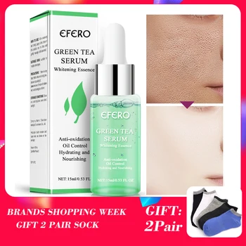 

EFERO Green Tea Face Serum Shrink Pores Essence Moisturize Nourishing Whitening Face Cream for Face Fine Lines Face Cream 15ml