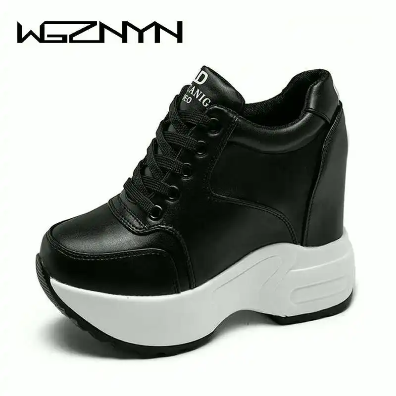 Shoes Woman Wedges Increased-Sneakers Platform-Height Thick-Sole Ankle-Boots Spring PU