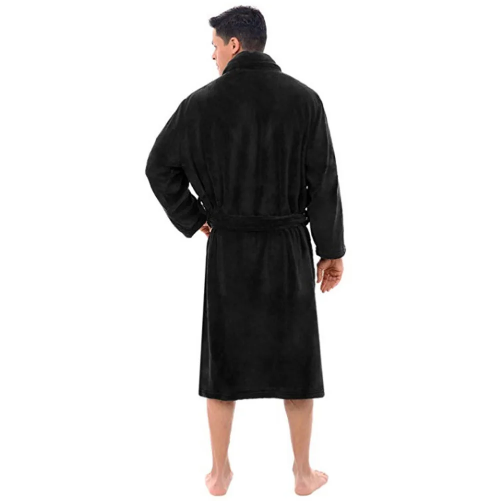 mens cotton pajama pants 2020 New Men Shawl Collar Fleece Solid Color Long Bath Robe Home Gown Sleepwear men clothing пижама мужская pajama bottoms