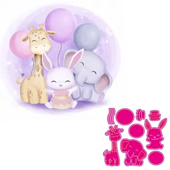 

Rabbit elephant and deer Metal Cutting Dies Lovely Animals Doll Stencil for DIY Scrapbooking Craft Cards Decoration