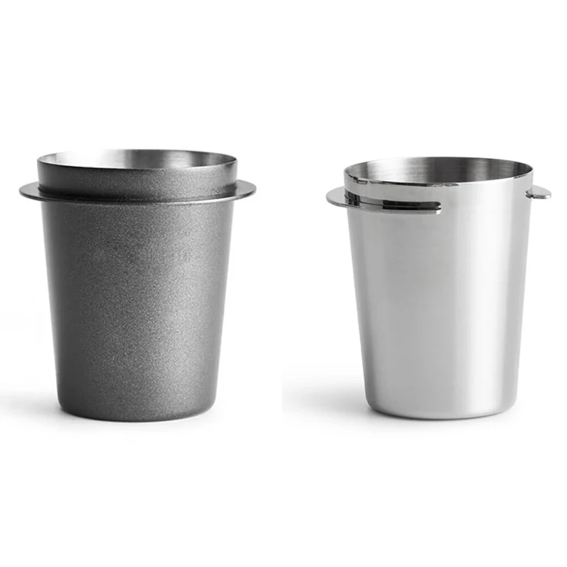 Silver Ctzrzyt Steel Dosing Cup Coffee Sniffing Mug Powder Feeder for 58mm Espresso Machine Portafilter Coffee Tamper