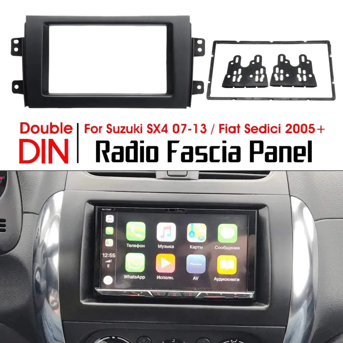 

2Din Car Radio Frame Fascia Stereo Radio Panel Audio Trim Frame for Suzuki SX4 Fiat 2007-2013 for Sedici 2005+ Trim Panel