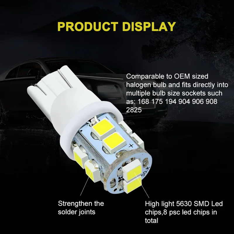 10 шт. Автомобильные светодиодные лампы T10 W5W SMD 1210 3528|car light|10 t10led t10 smd |