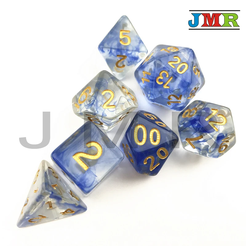 Новый набор голубых игральных костей D4 D6 D8 D10 % D20 для настольной игры DND|Настольные