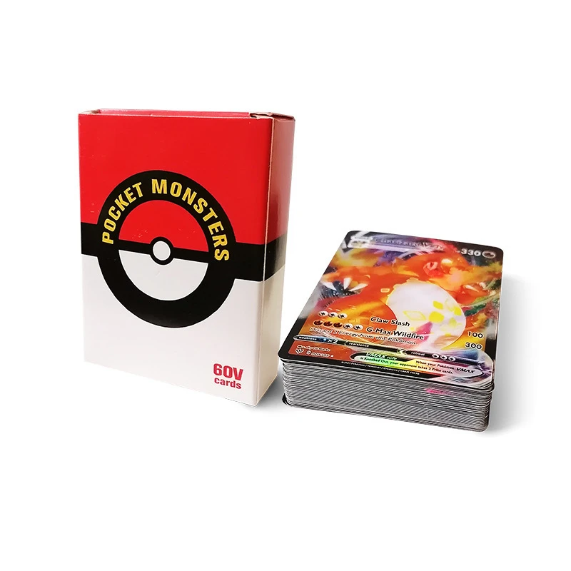 60 шт. новые английские карты Bandai Pikachu Pokemon Vmax флэш-карта для домашних животных эльф