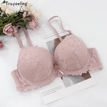 Trufeeling, кружевные цветочные Бюстгальтеры на косточках для женщин, сексуальное женское белье, плюс размер, 34-40, бюстгальтер без косточек, комфортный, с регулируемой чашечкой A, B, C, D, бюстгальтер пуш-ап
