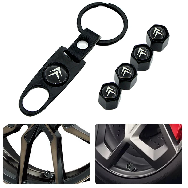 

1pcs Metal Keychain Tire Valve Caps For Citroens C1 C2 C3 C4 C5 C6 C8 C4L DS3 DS5 Auto accessories Car Styling Car Gadgets