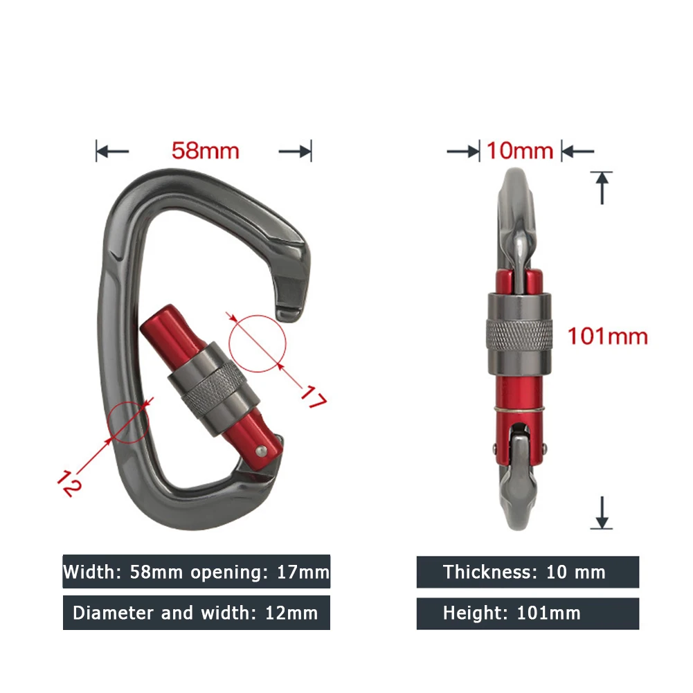 Clip mousqueton de verrouillage screwgate - Serrure à vis de mousqueton  d'escalade professionnelle, mousquetons robustes pour l'escalade,  alpiniste, hamac, camping, outd