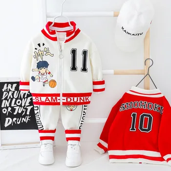 

Spring Sport Baby Tracksuit Letter Printed Boy Coat+Pants 2pcs Basketball Suit Fashion Children Casual Outfit Cartoon Boys Sets