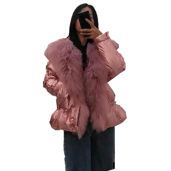 

Cotton Clothing Female Plus Size New Wool Short Section Thickening Korean Style Slim Slimming Bright Size Large Size Coat LL39