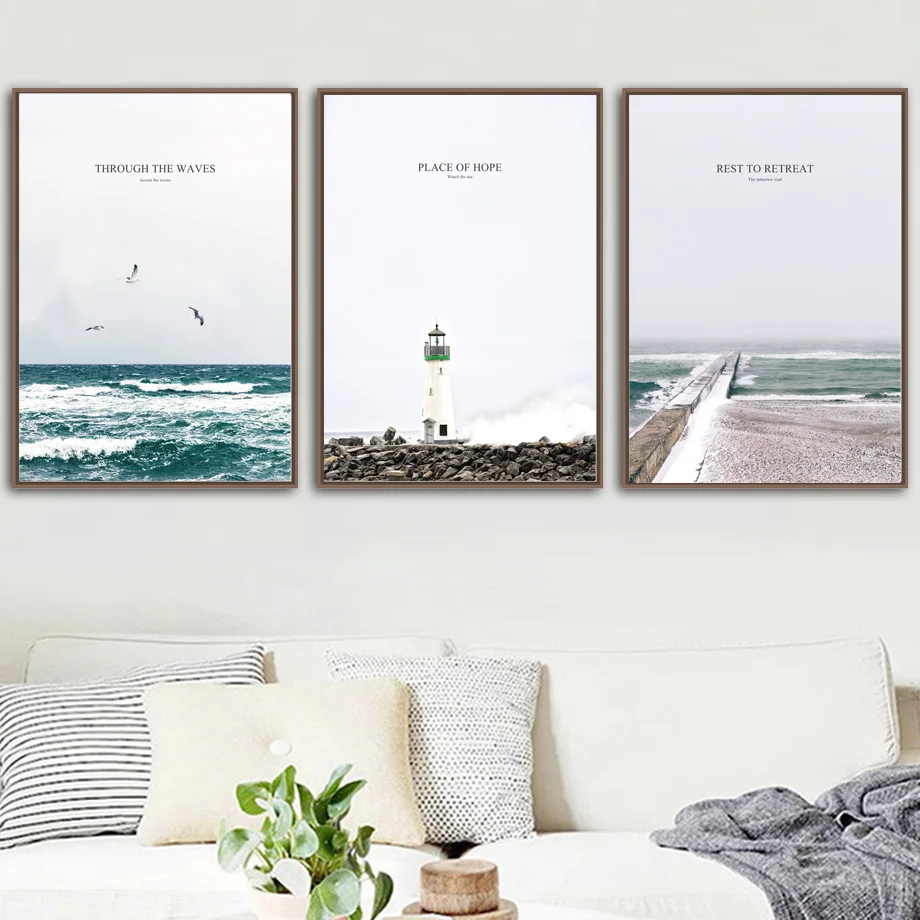 COLORFULBOY-Farol-Mar-N-rdico-Cartaz-Cartazes-E-Impress-es-Da-Parede-Da-Pintura-de-Paisagem