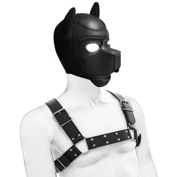 Deluxe Puppy Cosplay Costume Dog Hood Mask Anal Tail Butt Plug Role Play Chest Strap Neck Collar BDSM Sex Toys for Adult Games 2
