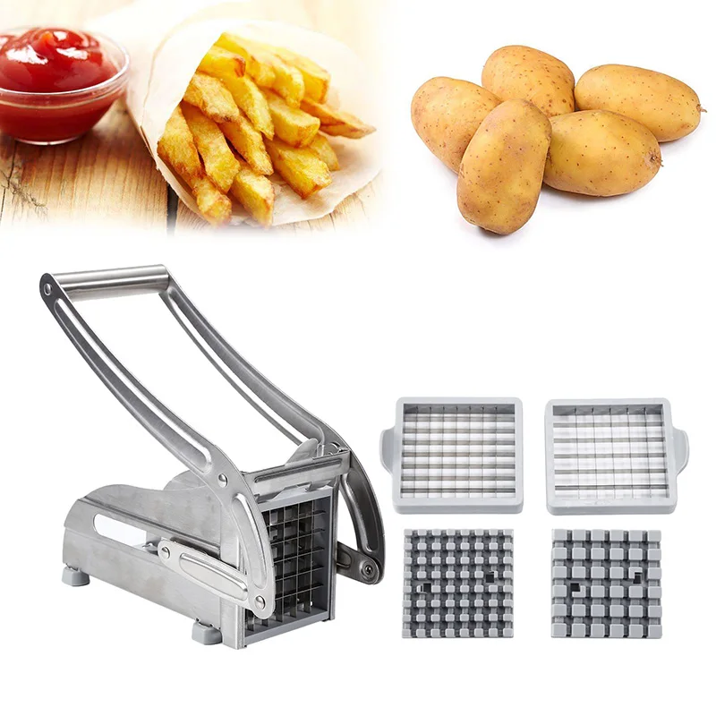 Nibiuht - Cortador de papas fritas de grado comercial y rebanador con 3/8  pulgadas, cortador de patatas resistentes de acero inoxidable, ideal para