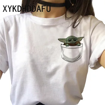 

Baby Yoda Mandalorian T Shirt Women Star Wars Harajuku T-shirt Female Aesthetic Funny Tshirt Cartoon Ulzzang Top Tees Moive