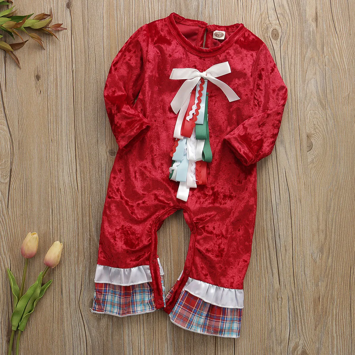 Newborn Baby Boy Girl Christmas Clothes Jumpsuit Romper Outfits Suit One-pieces Baby Girl Kids Romper Red Christmas Kids Romper