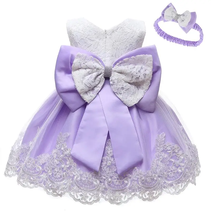 Одежда для новорожденных девочек 1 год, первый день рождения, вечерние и свадебные платья для девочек платье на крестины для маленьких девочек платье для маленьких девочек - Цвет: Purple