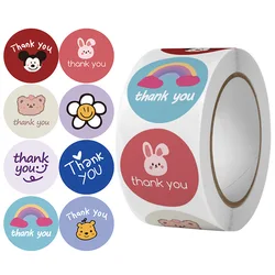 Qiduo 500Pcs Round 2.5cm Kawaii Cartoon Reward Stickers for Kids Ins Handmade Thank you stickers Seal Label stickers aesthetic