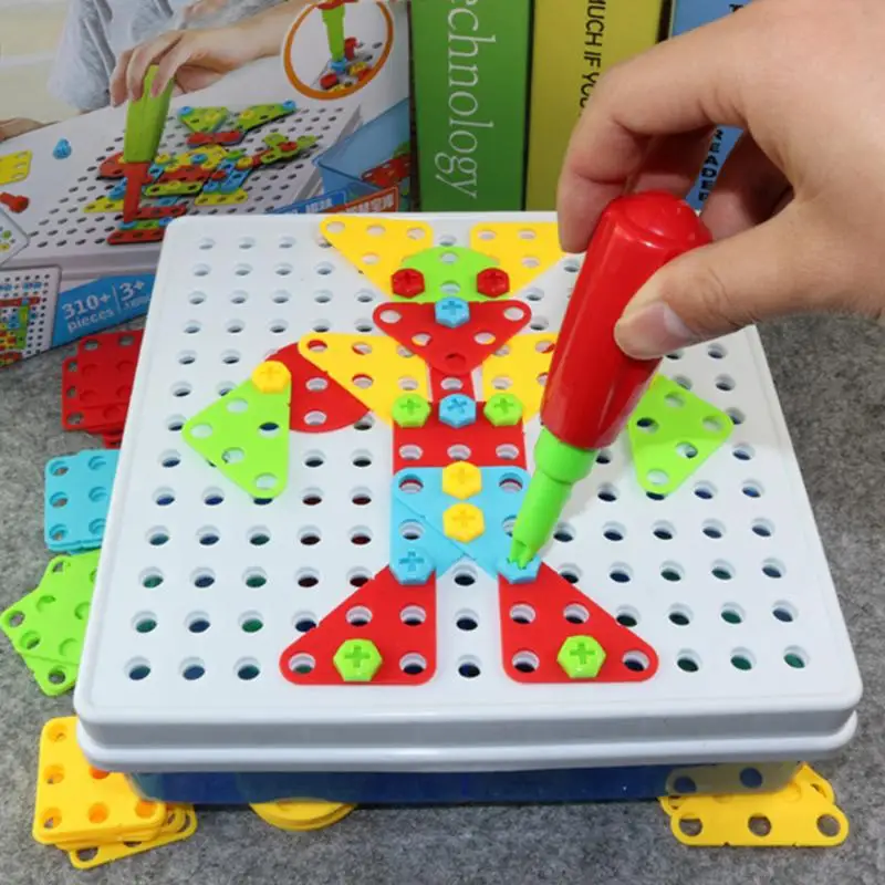 Finest  Children Toys Electric Drill Nut Assembled Tool Match Tool kids Puzzle Assembled Building Block Set