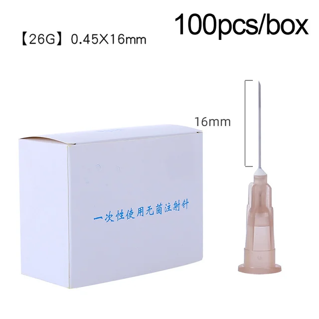 100pcs Painless small needle painless beauty ultrafine 32G 30G 26G 23G 18G 16G syringes Korean Needles Eyelid Tools Black