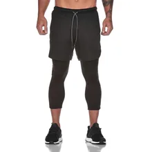 Running Shorts Mens Leggings and shorts 2 in 1 Double layer Gym Fitness Sportswear Short pants Jogger Training Jogging Clothing