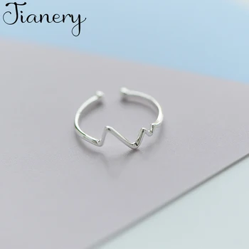 

JIANERY Trendy 925 Sterling Silver Geometric Rings For Women Bridal Wedding Engagement Jewelry Large Opening Antique Rings