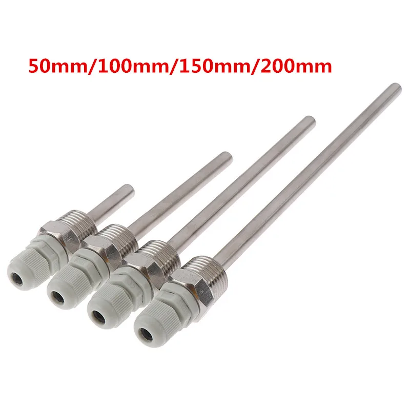 

50-200mm Stainless Steel Thermowell 1/2" NPT Threads For Temperature Sensors Fit Dia 6mm Tube