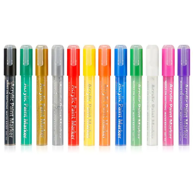 

12 Colors Fine Tip Washable Acrylic Paint Markers for Ceramic Glass Kids Craft A9LC