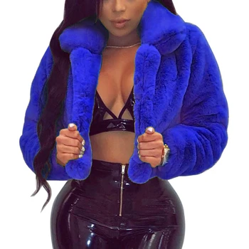

Dihope Women Winter Warm Fluffy Faux Fur Coats Turn Down Collar Open Front Overcoat Jackets Furry Fake Fur Cropped Jacket