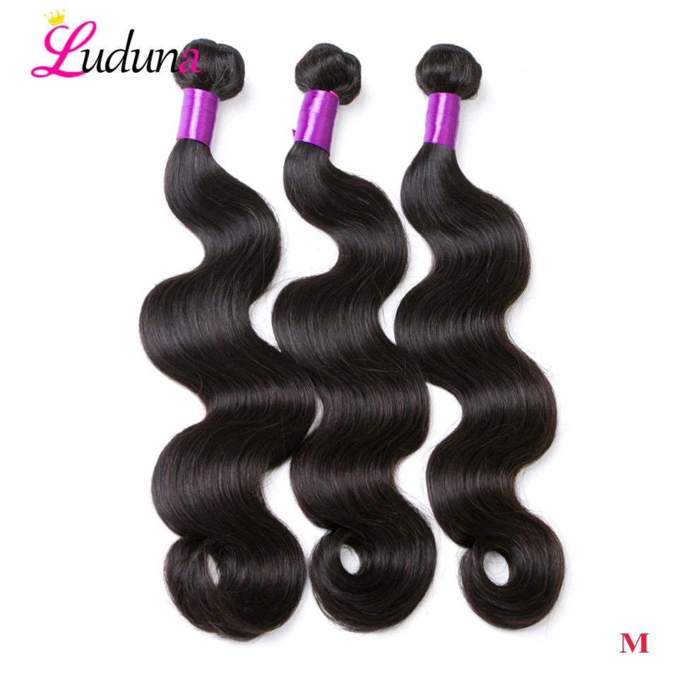 

Luduna Human Hair Bundles Body Wave Brazilian Hair Weave 3 Bundles Remy Hair Extensions Natural Color
