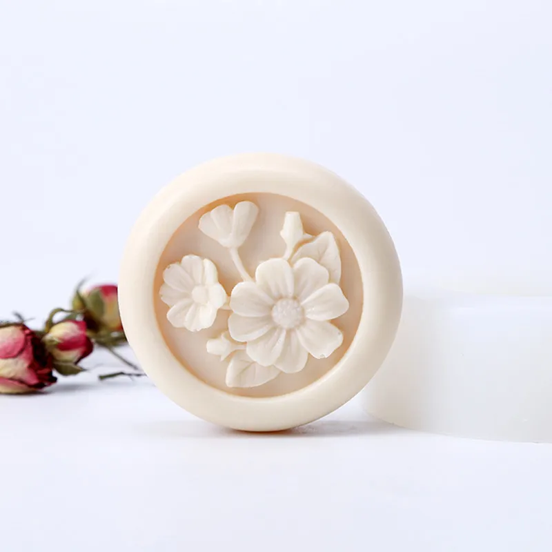 Round Soap Mold Flower Pattern Silicone Mold Handmade DIY Soap Making Candle Making Resin Crafts Mould silicone mold baking mold soap molds