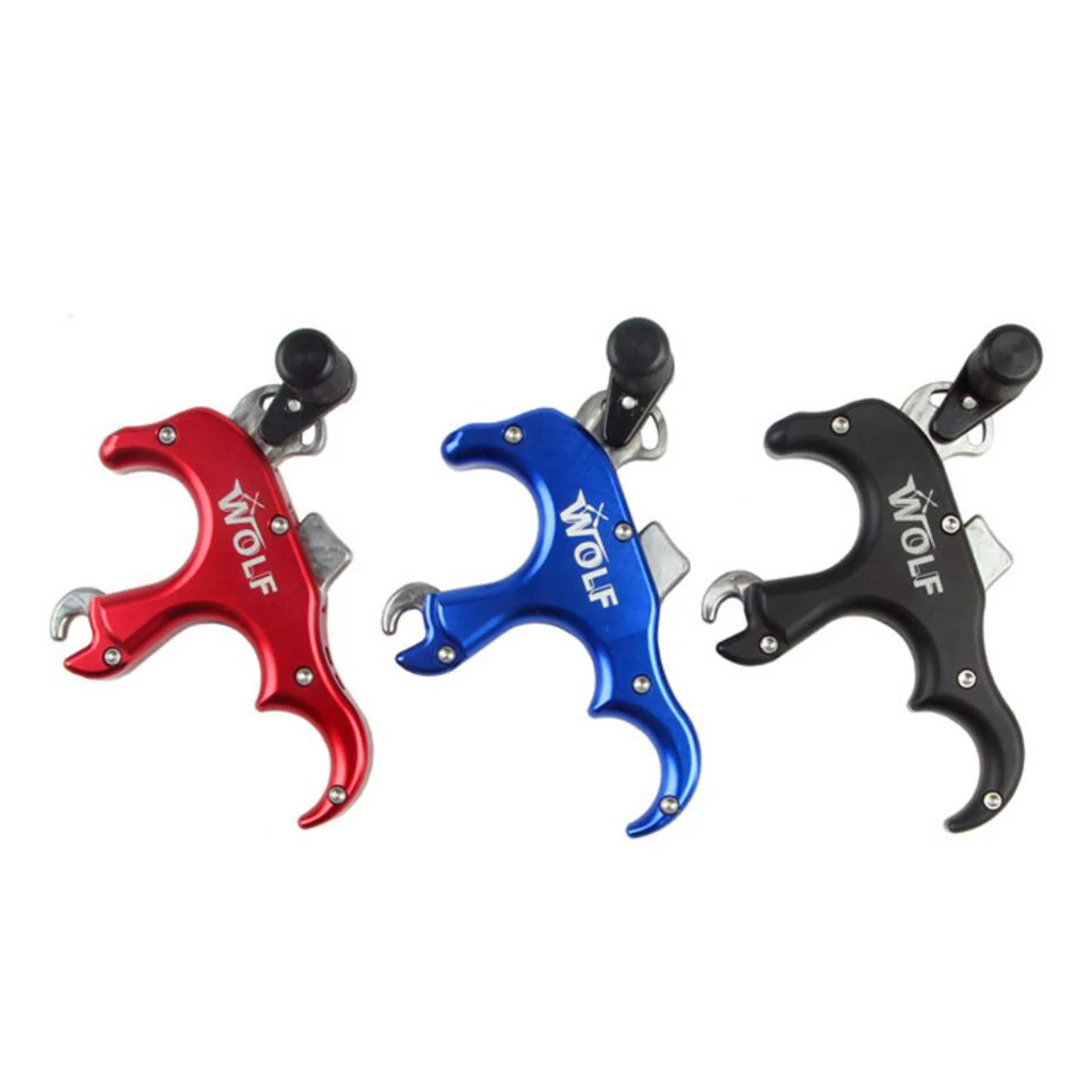 

3-Finger Aluminum Hand Held Archery Bow Release, Optional Colors