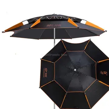 

Double Layer Portable Sun Beach Umbrella Thickened Surface for Fishing Pool Adjustable Strong Aluminum Rod Super Large 2.4m