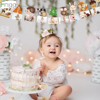 

Frigg Jungle Animal Photo Banner Baby One 1st Birthday Decor Happy First Birthday Banner Safari Party Decor Boy Girl Baby Shower