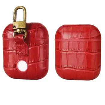 

Genuine Leather for Apple AirPods Crocodile Pattern Headphone Box with Hooks for Apple AirPods Cover Protective Earphone Cases