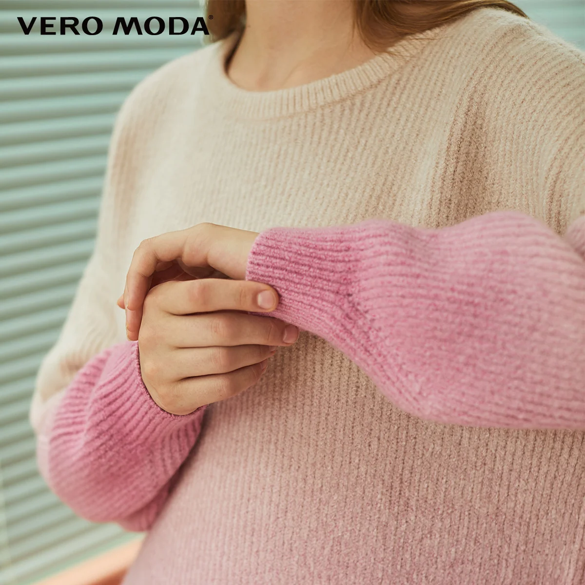 Tanie Vero Moda nowy damski gradient O neck rozszerzone rękawy wełna owcza dzianinowy sweter | 319413516