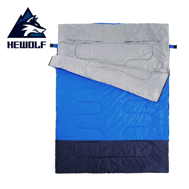 Hewolf спальный мешок открытый хлопок ланч-брейк Крытый Кемпинг взрослый весна и осень зима конверт толстый теплый двойной спальный мешок - Цвет: Blue