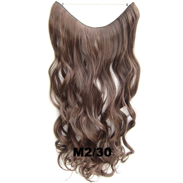 24inch 50grams 100grams Synthetic Hair Extension Gradual Color Brown Gray Blonde String Halo Hairpieces Extensions 100g-M2-30-wavy