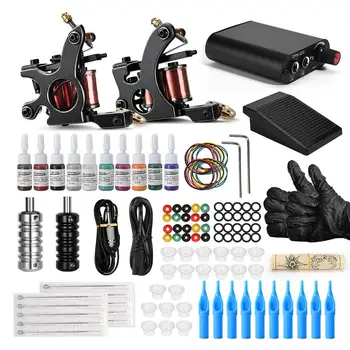 

BellyLady Tattoo Machine Set Liner Shader Clip Cord Practice Skin Kit
