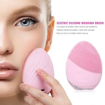 

Dropshipping Silicone Electric Face Cleaning Brush Waterproof Ultrasonic Facial Skin Massage Washing Deep Cleanser