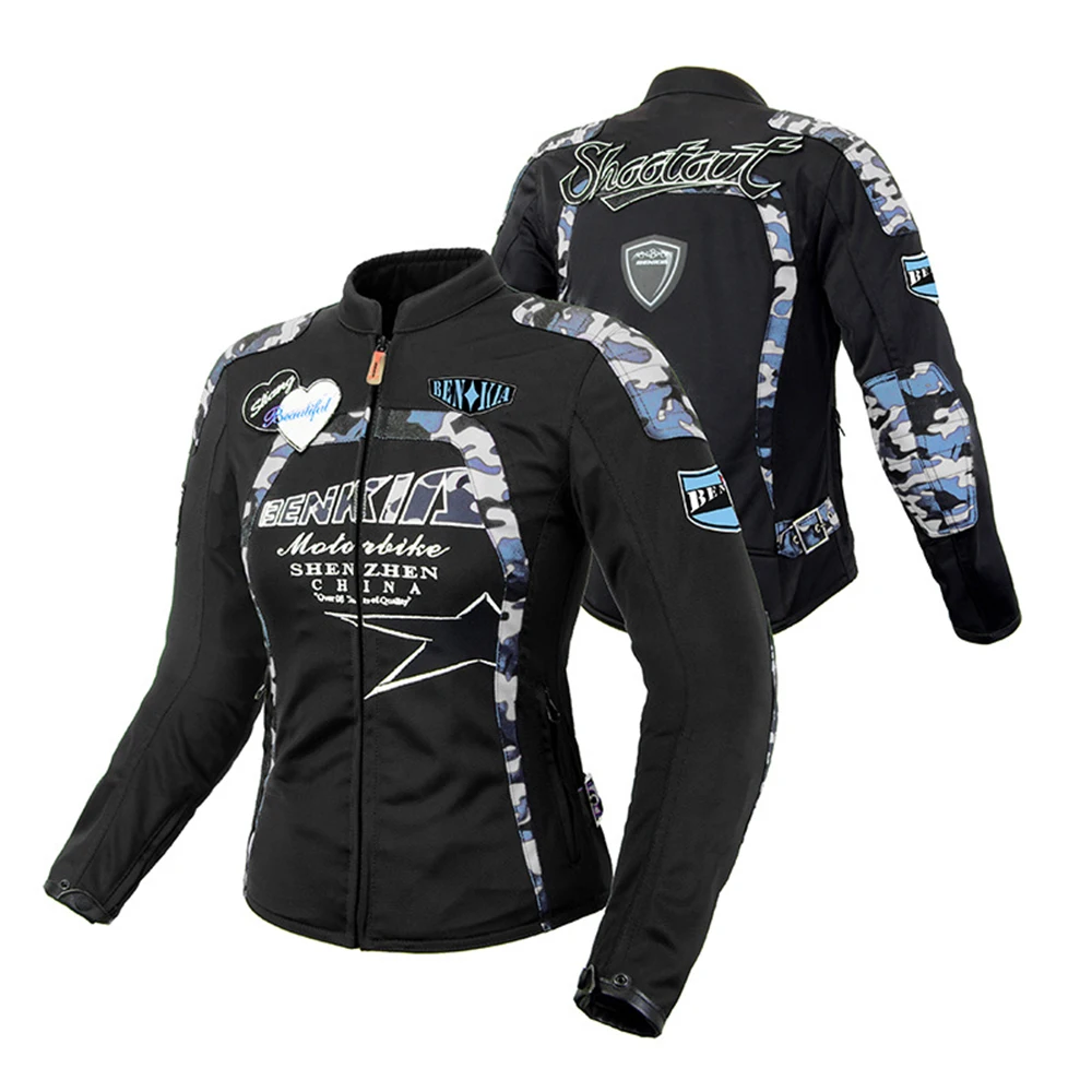 BENKIA мотоциклетная куртка женская дышащая сетчатая гоночная мотоциклетная куртка для мотокросса защищающая Ретро Повседневная мотоциклетная куртка - Цвет: HDF-JS-W95 Blue