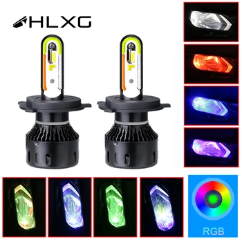 

H4 H7 Car Led Headlight Bulbs 12V 48W Multi-Color Music Fog light High low beam 10000LM Headlamp led lamp for auto 1 Pair HLXG