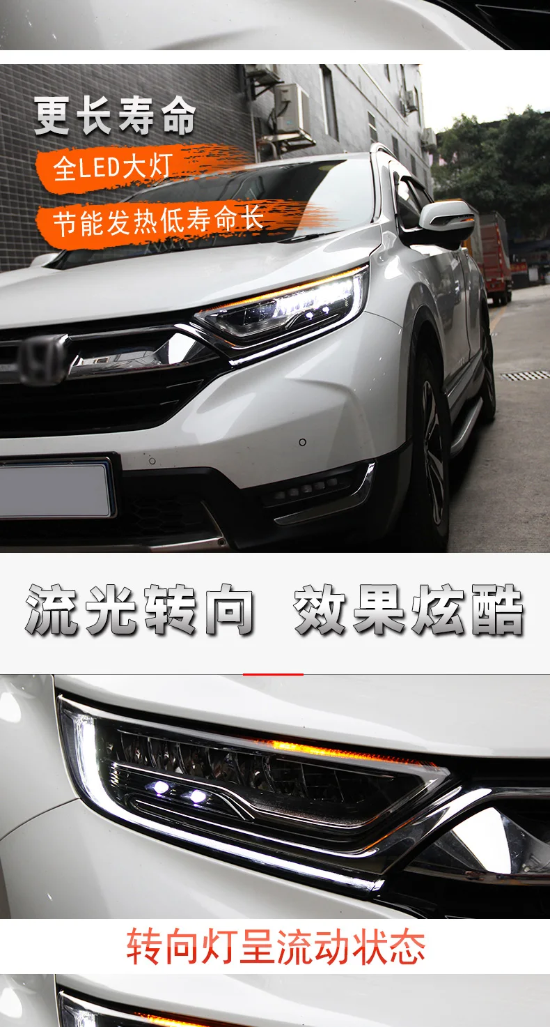 Головной светильник в сборе для Honda-CRV- светодиодный головной светильник s для CRV светодиодный налобный фонарь светодиодный DRL динамический передний светильник
